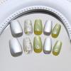 Clear green fragments fine flash quicksand cat eye fashionable white ins wind manicure patch removable 30 pieces