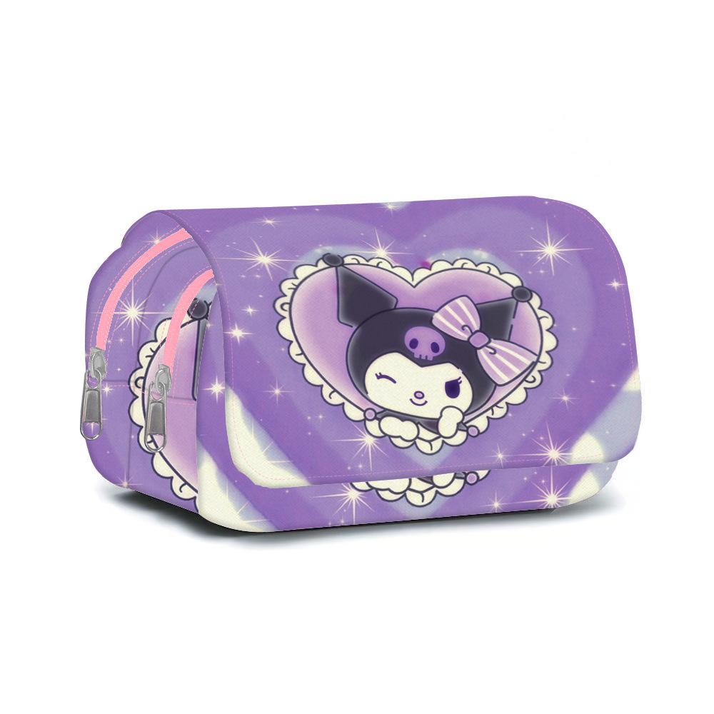 Double-Layer Oxford Cloth Pencil Case Large Capacity Double-Pull Pencil Case Primary School Student Portable Zipper Flip Cover Stationery Bag Pencil case