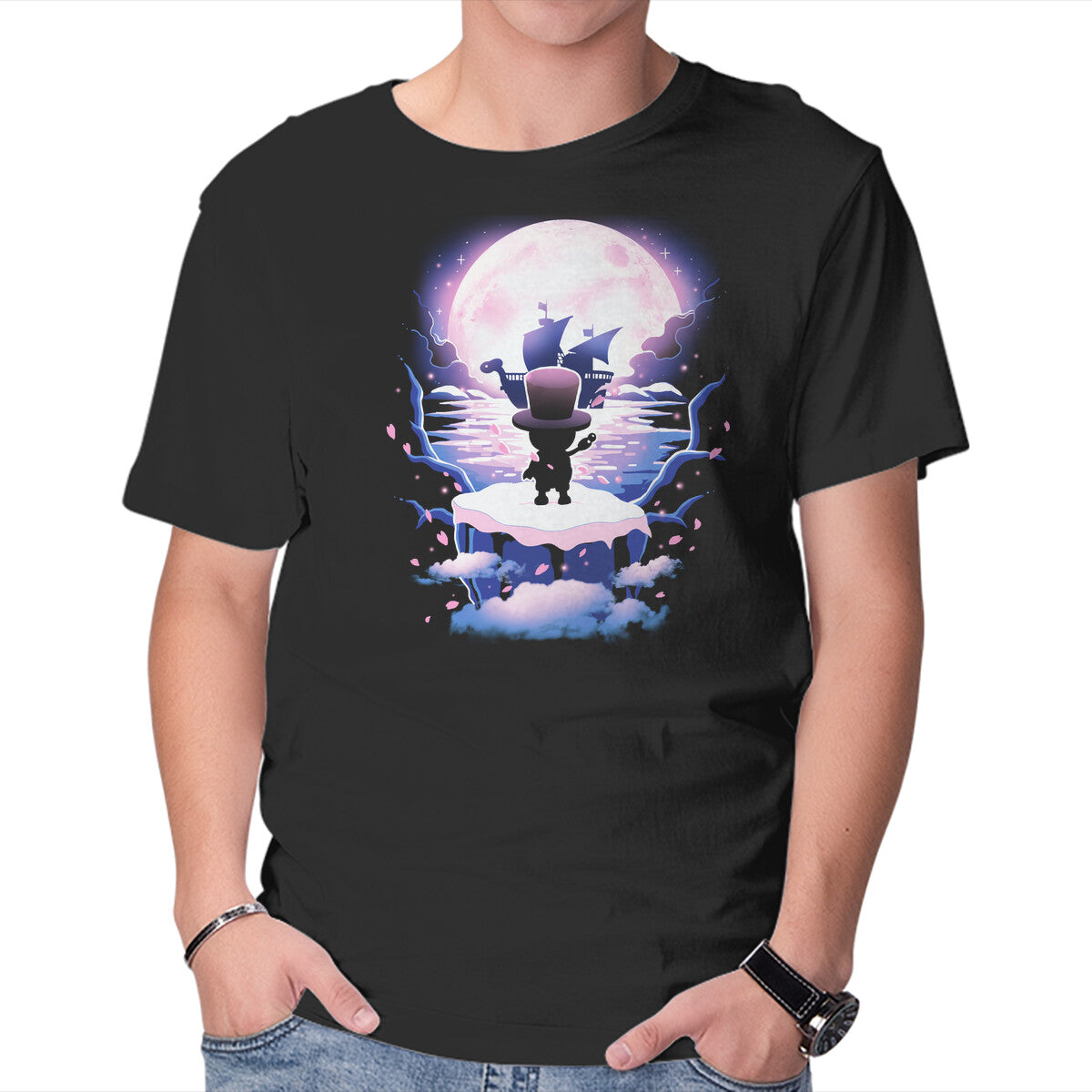 Unisex Crew Neck T-Shirt Cherry Adventure Graphic Short Sleeve Casual Tee L