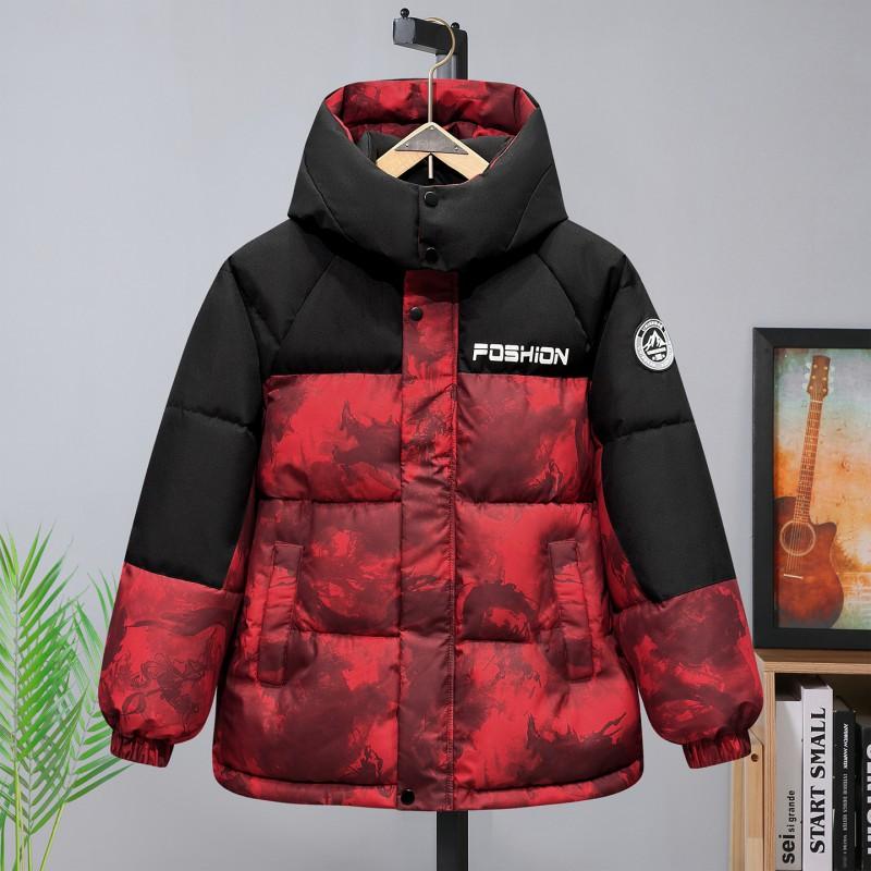 Camouflage Kapuzenjacke Gepolstert Winter Warm Lockerer Schnitt Freizeitmantel Jugend Jungen