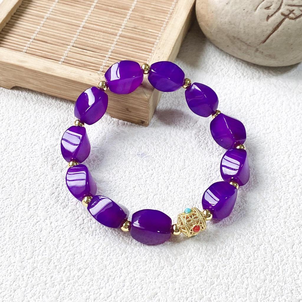 Qianjing Wanma Purple Agate Beaded Women's Bracelet - Custom DIY Twist Jewelry.