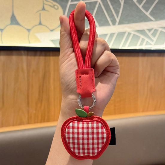 Keychain Imitation Leather Strawberry Star Fruit Design Keychain Pendant with Lanyard Mobile Phone Bag Hanging Ornament