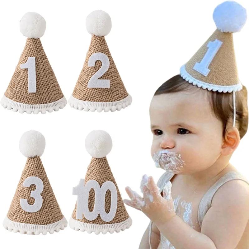 Ins Crown Happy Birthday Hat for Kids Durable Felt Fabric Celebration Headband Decorations Baby Birthday Wedding Party Supplies