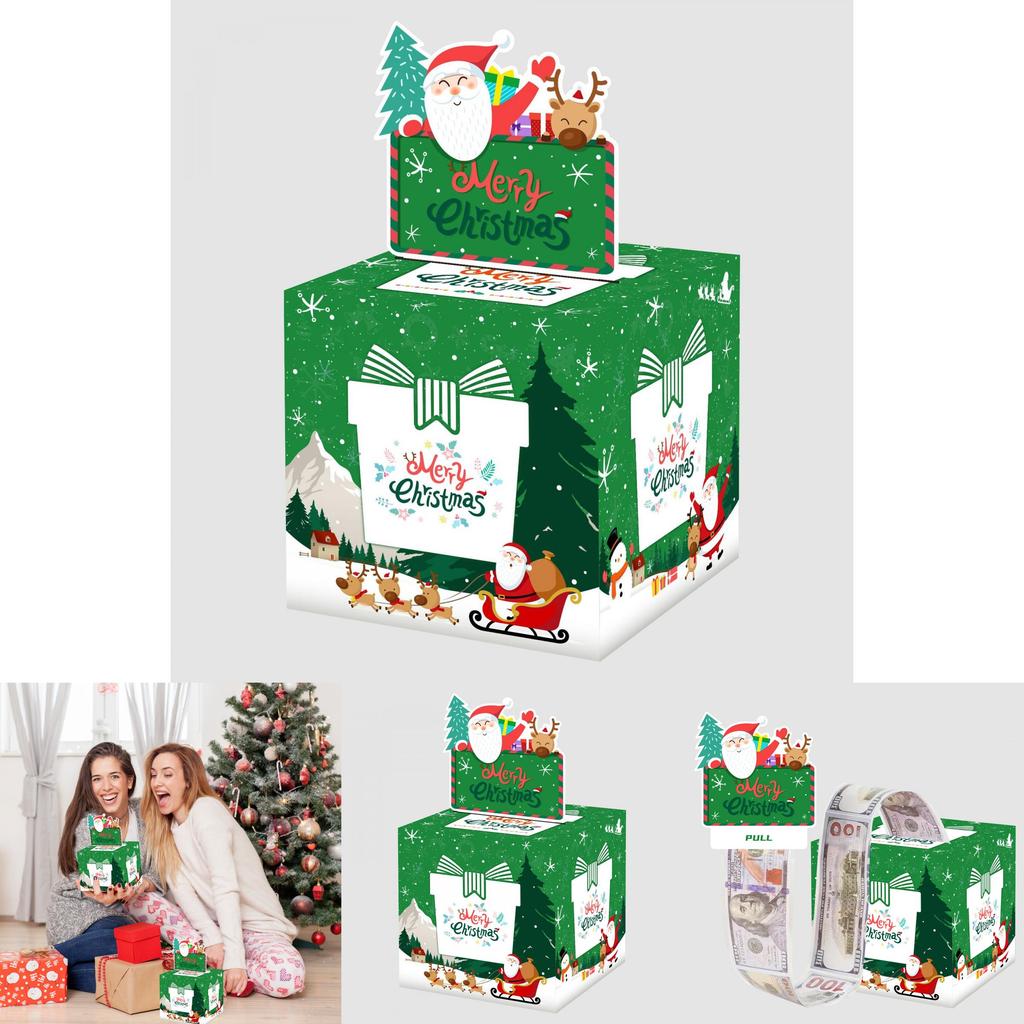 Green Christmas Cash Gift Box With Festive Packaging For Holiday Occasions
