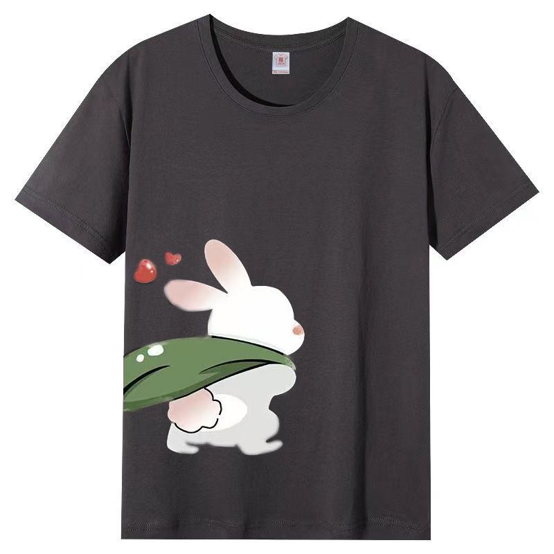 Damer Sommer Populær Kortarmet T-skjorte Bomull Pustende Løs Topp Trykket T-skjorte Casual