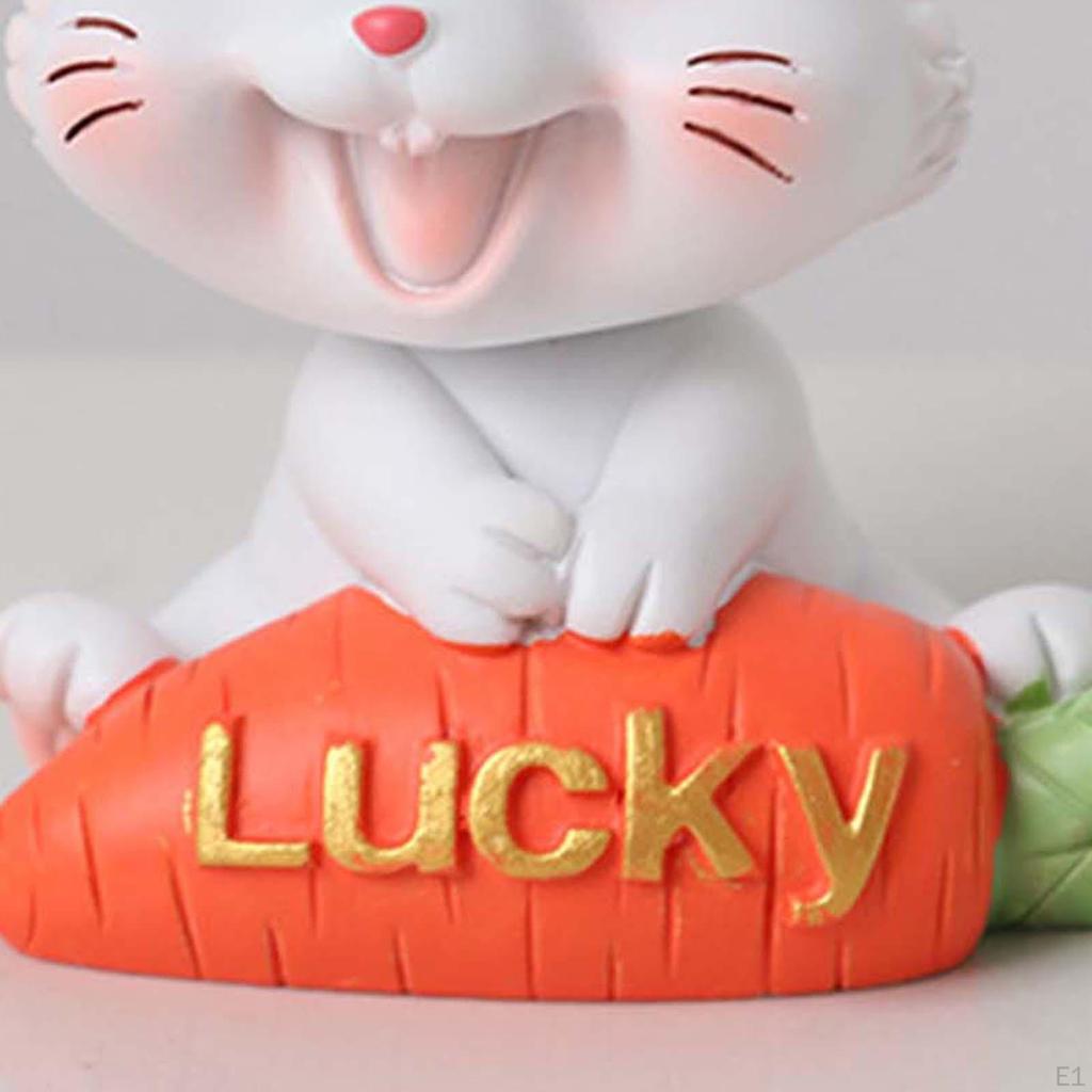 2 Carrot Bunny Figurines, Rabbit Decoration, Animal Figures, Miniature Couples Statues for