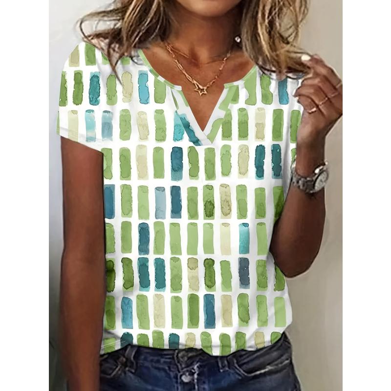 Women s contrasting printed V-neck T-shirt 2XL