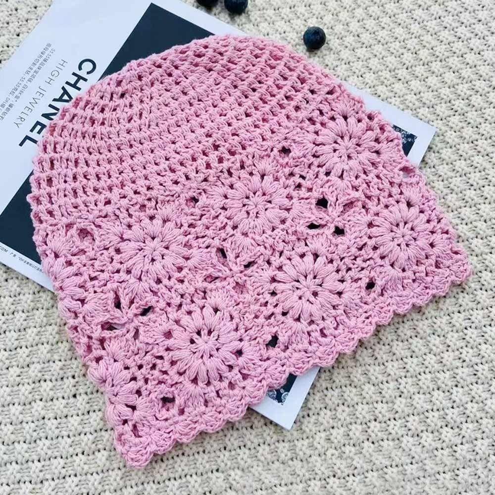 Ležérní baretová čepice s dutým slunečním kšiltem, prodyšná pletená čepice pro ženy