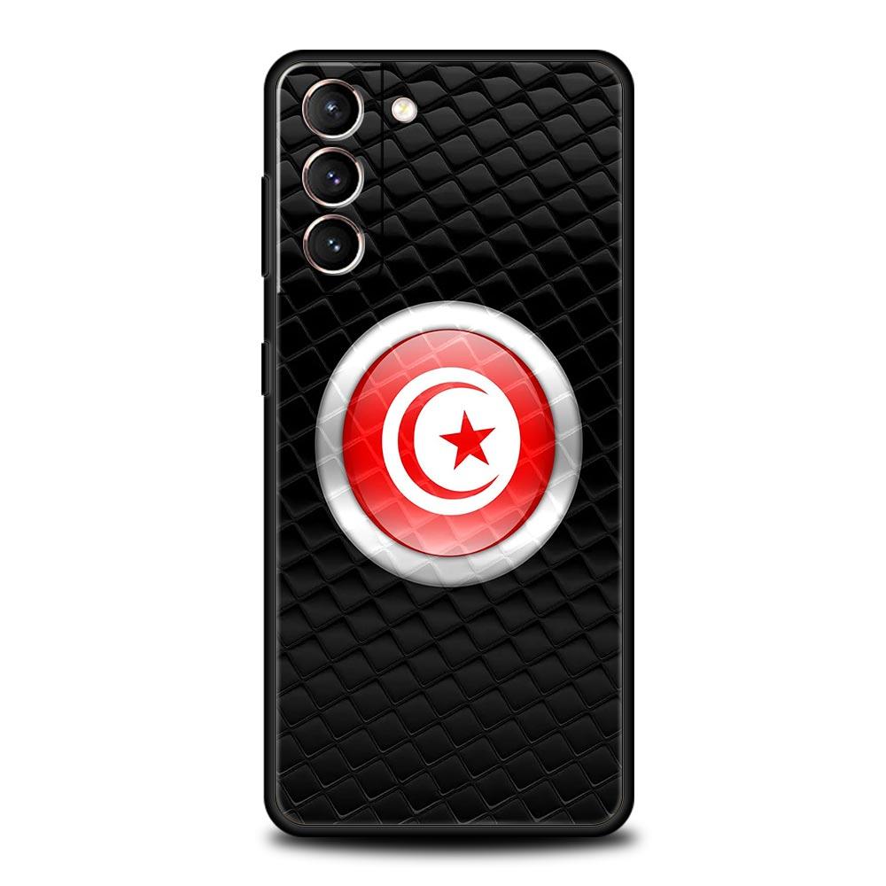 Tunisia Flag Phone Case For Samsung Galaxy S26 Ultra S25 Plus S24 FE S23 S22 5G S21 S20 Cover Black Soft