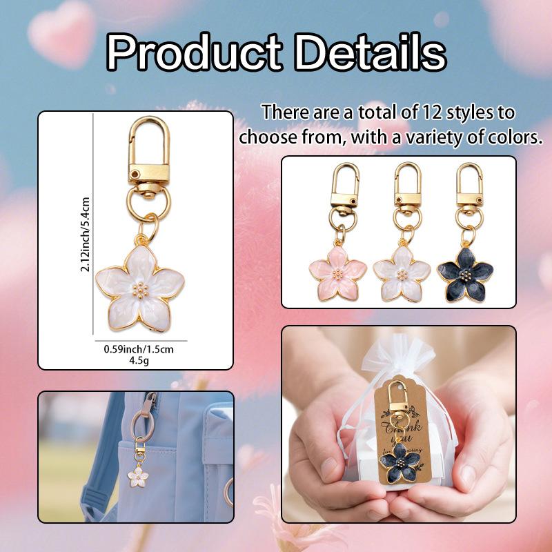 Cute Colourful Pearlescent Five-petalled Cherry Blossom Keyring Bag Charm