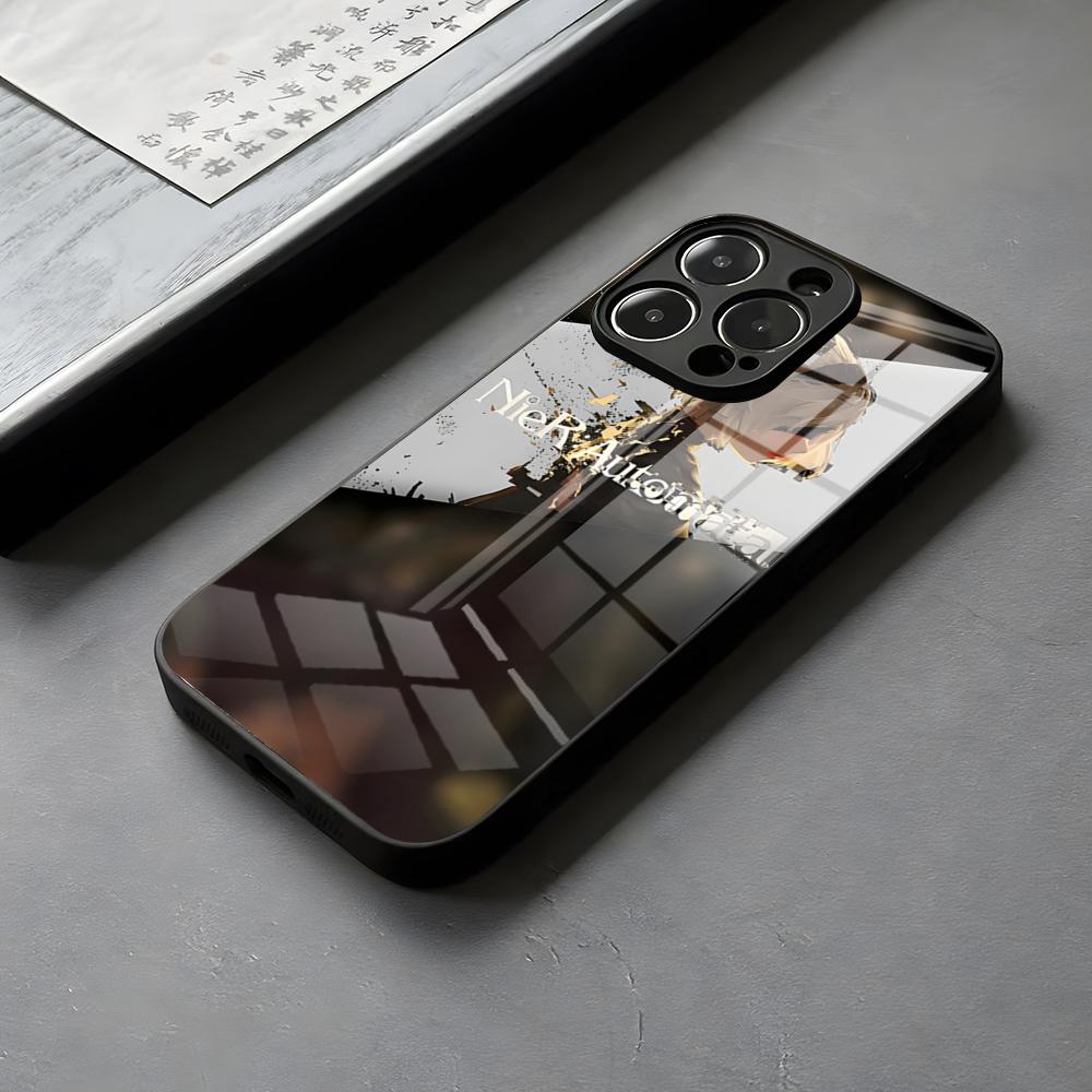 NieR A-Automata 2B Phone Case DIY Printing Glass For IPhone 16 15 14 Pro Max 13 12 Mini 11 X XS XR 8 Plus For Samsung S 25 24 23