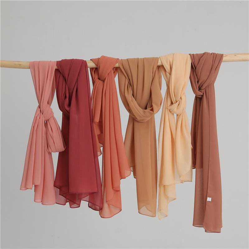 Rechteckiger Chiffon-Schal mit Perlenmuster: Vielseitiges Kopftuch und Schal für Damen.