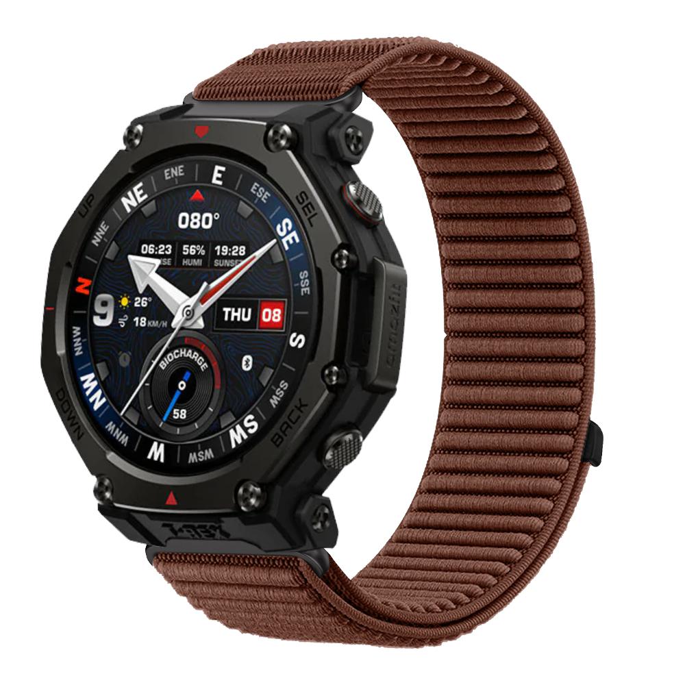 

Нейлоновый ремешок-петля 18/20/22 мм для Amazfit T-Rex3 Pro/Balance 2/Active 2 Квадратный Спортивный Дышащий Ремешок Huawei watch 5/4GT6-5-4 46 мм For 18mm width коричневый