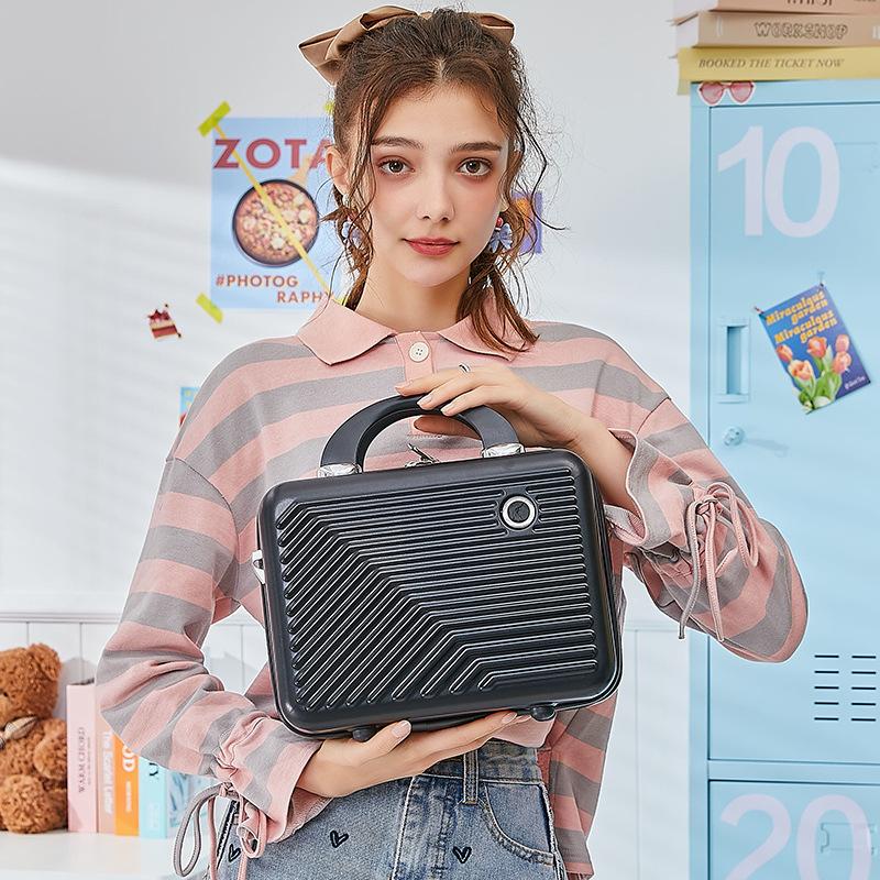 

The New Korean Version of the Suitcase Shoulder Strap Cosmetic Case 14 Inch Small Suitcase Fashion Travel Storage Cosmetic Bag