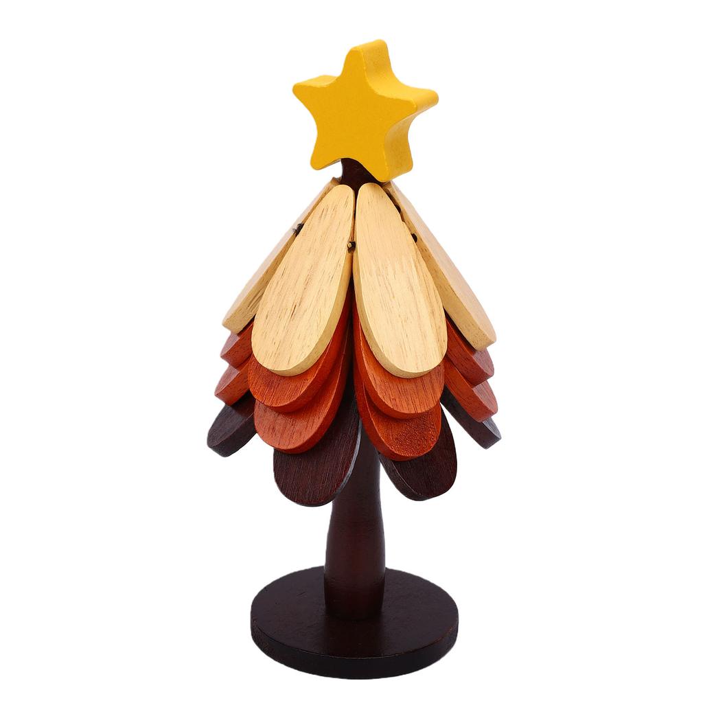 Xmas Tree Trivet 4 Layers Wooden Heat Resist Coaster with Star Topper for Dishes Pans Pot