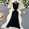 2025 Spring New Knitted Beach Long Dress Summer Women's Slim-fit Slimming Hollow-out Waisted Slim-fit Sleeveless Dress
