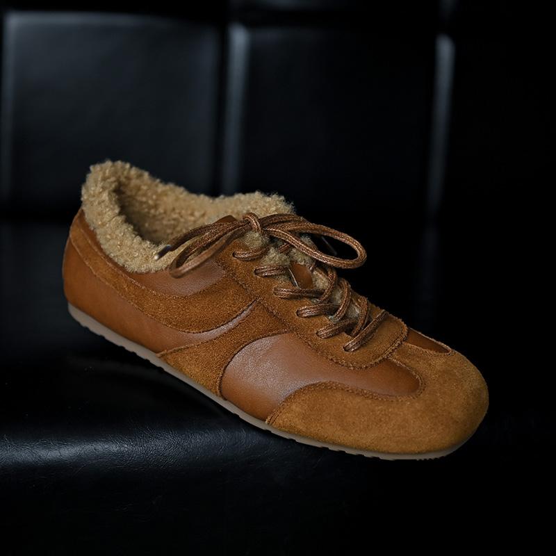 

Повседневная хлопковая обувь Зима 2026 Ретро Северо-Восточный Стиль Мягкая Подошва С Утеплителем Плоские Кроссовки 35 коричневый