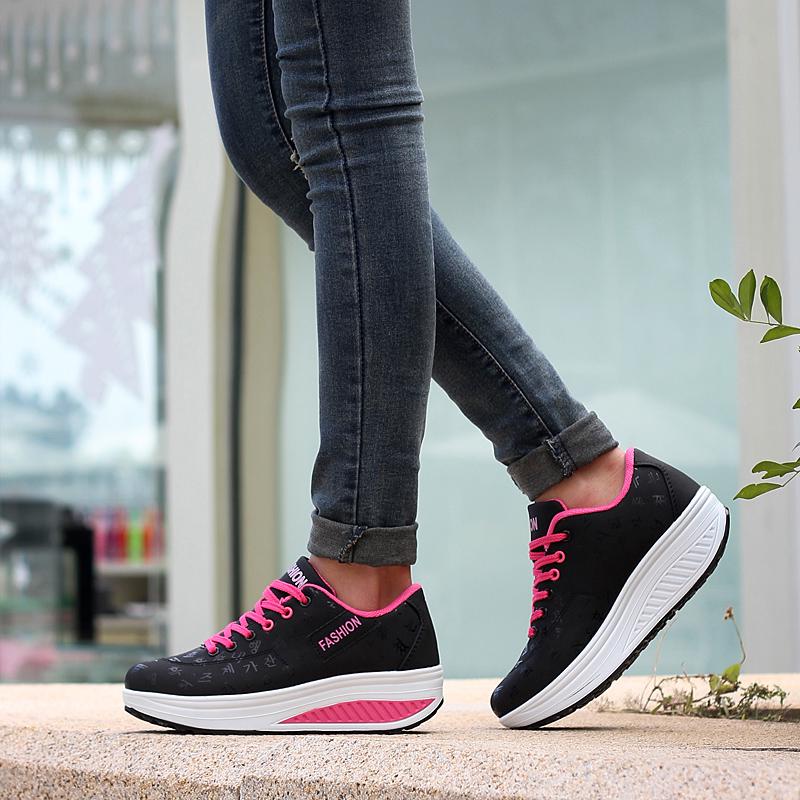 Women's Casual Sports Comfortable Breathable Flat Bottom Increased Casual Platform Shaker Shones