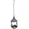 Peaked Roof Wrought Iron Hanging Bird Feeder, Rustic Vintage Outdoor Garden Patio Balcony Decoration