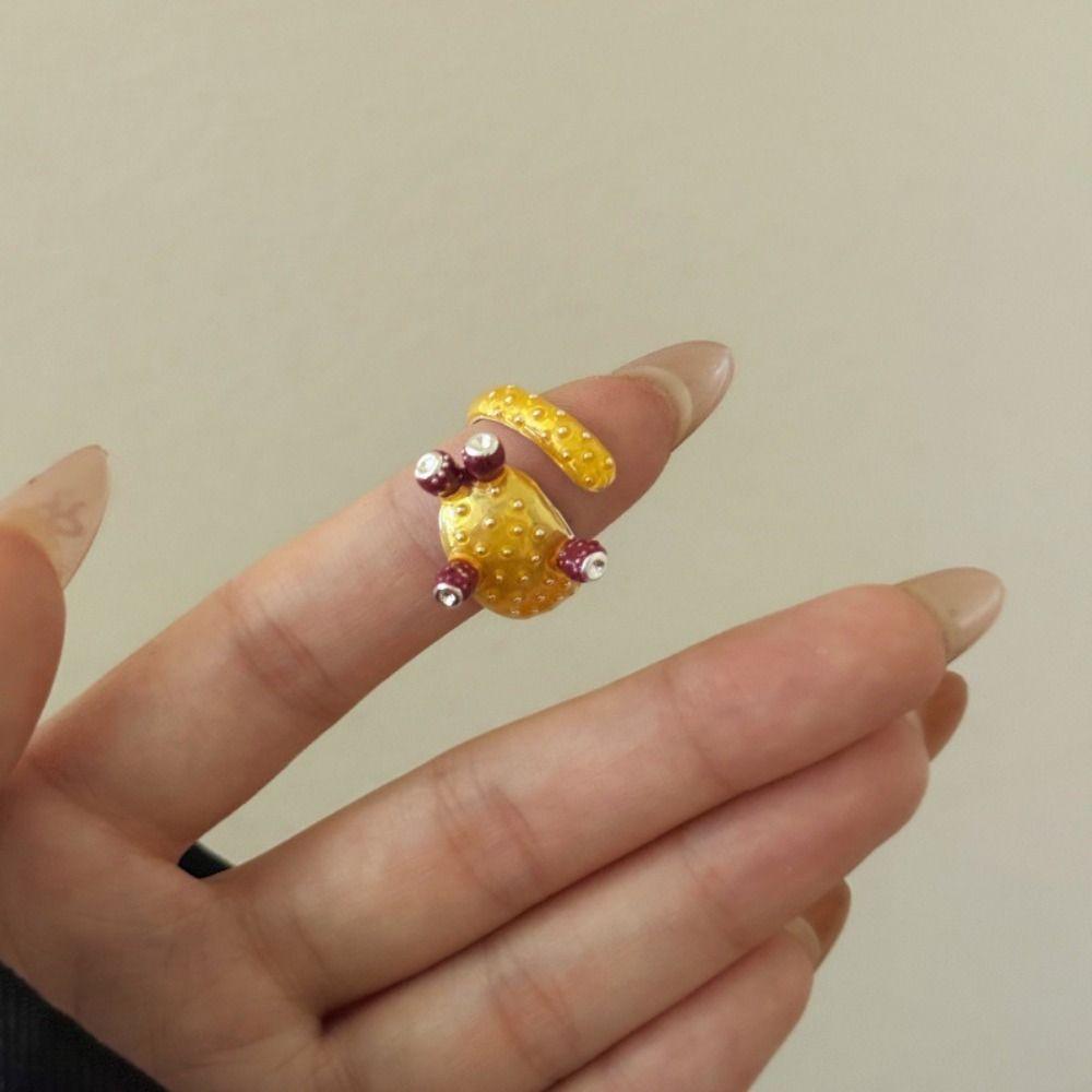 Dripping Oil Painting Ring Korean Style Enamel Ring Cute Cactus Drip Oil Ring  Gift