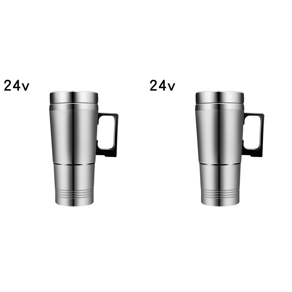 Vehicle Heating Cup 12V/24V Camping Travel Kettle 300ML Water Coffee Milk Thermal Mug Stainless Steel Car Electric Heating Cup