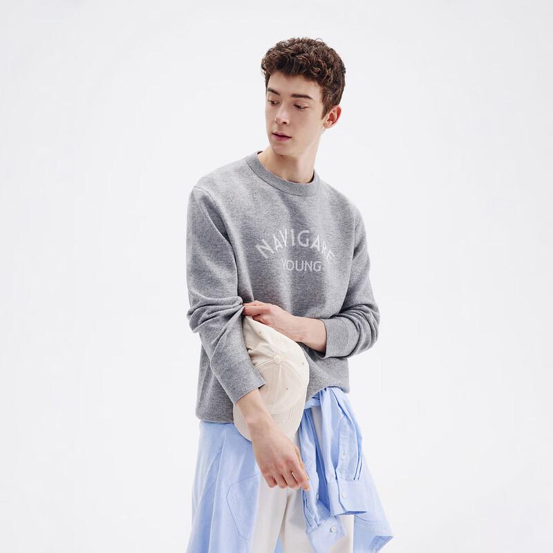 NVG YOUNG Men's Letter Logo Knit Round Neck Sweater