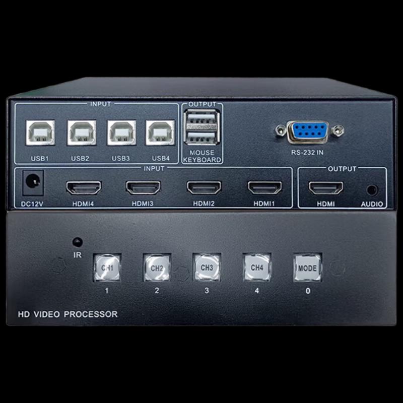 Yeren HDMI 4x1 Quad Multi-Viewer KVM Switch 1080P with RS232
