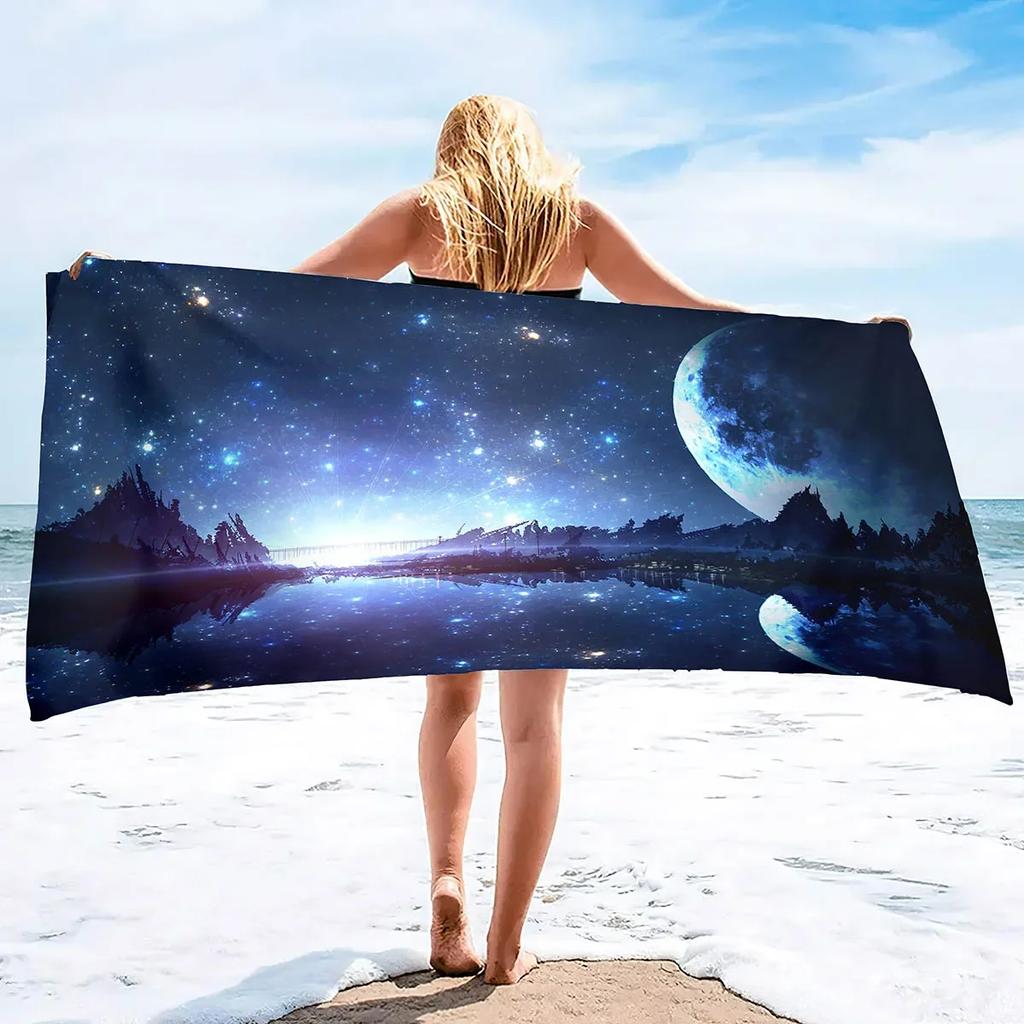 Beach Towel Moon Quick Dry Towel Sand Proof Beach Towels Super Absorbent for Travel Pool Swimming Bath Camping Yoga Gym Sports