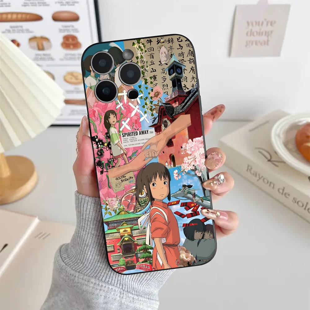 Anime S-spirited A-away Phone Case Black Silicone Soft Shell For IPhone 17 16 15 14 13 12 11 Air Pro Max Plus Hot Sale