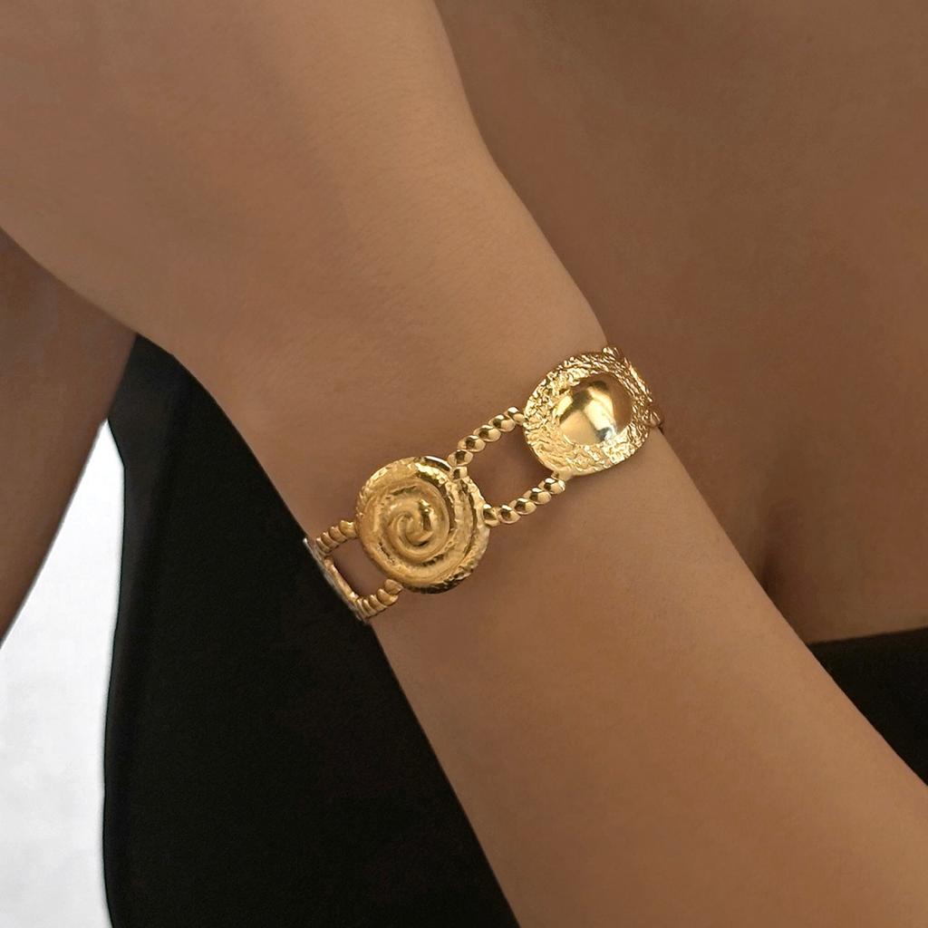 Edelstahl Unregelmäßig Texturiert Hohl Kette Geformt Manschettenarmbänder Für Frauen Männer Einfach Punk Geometrisch Verdreht Armreif Schmuck
