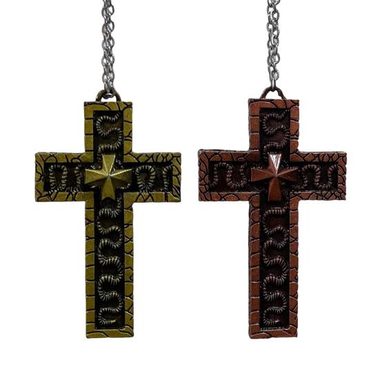 2/4Pcs Silver Color Necklace Handcrafted Symbolic Design Cross Pendant Necklace Multi-Purpose Fashion Jewelry Gift