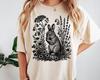 Tricou Cottagecore Rabbi pentru Bărbați și Copii, Tricou Grafic cu Iepuraș Pădure Vintage, Top cu Ilustrație Animale de Pădure și Natură, Îmbrăcăminte Botanică cu Faună