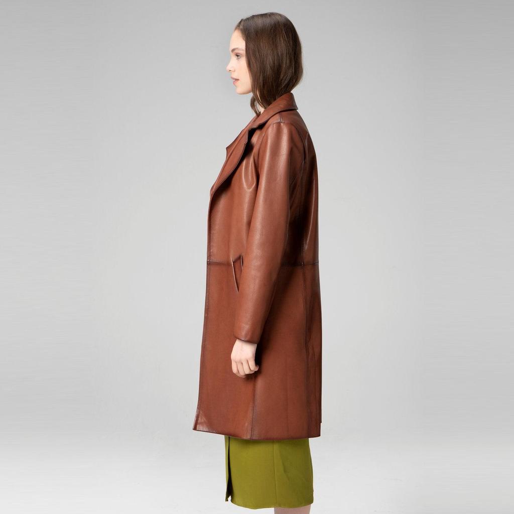 Dericlub Damen-Trenchcoat aus 100 % echtem Leder