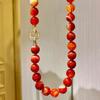 12mm Large, natural red agate necklace, a clavicle chain