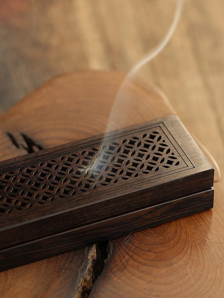 Purple Ebony & Sandalwood Incense Holder - Wooden Agarbatti Stand for Indoor Use.