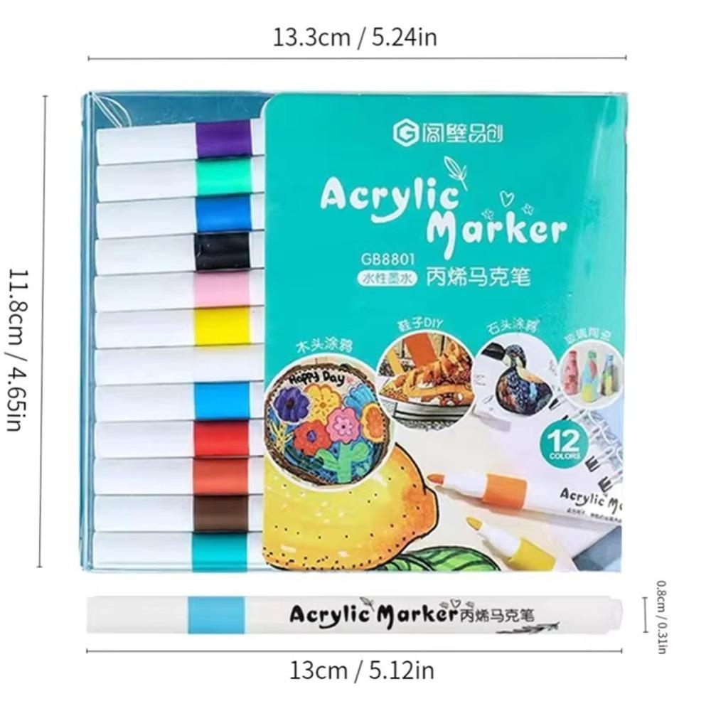 

Can Be Stacked Acrylic Marker Color Is Not Transparent Paper Student Art Watercolor Pens 12pcs