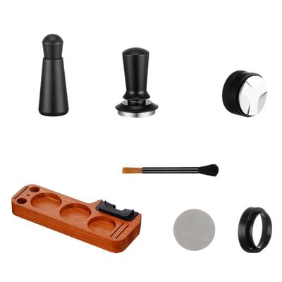 Coffee Corner Tamping Accessory Set Wood and Metal Station with Storage Block for Daily Drink Making Use