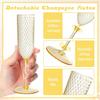 24 Pack Amber Plastic Champagne Flutes, 5.5 Oz Disposable Stemmed Glasses for Wedding & Toasting