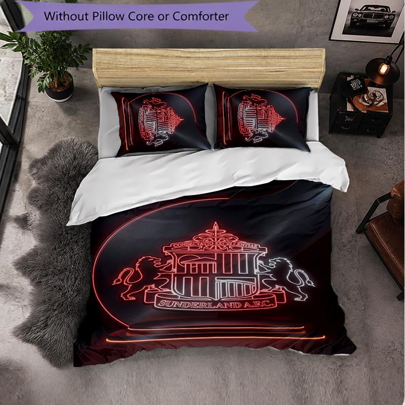 Set Biancheria da Letto a 3 Pezzi Sunderland Football Morbido Set Copripiumino con Federe Set Decorazione Camera da Letto per la Casa