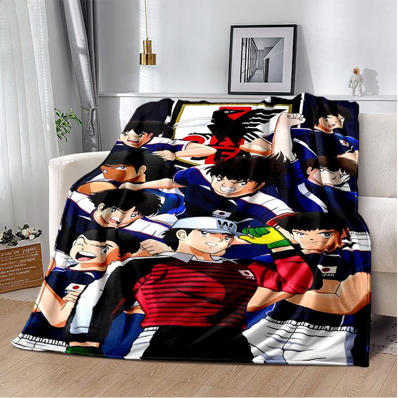 Anime Captain Tsubasa Fußball-Cartoon-Decke, weiche Überwurfdecke für Zuhause, Schlafzimmer, Bett, Sofa, Picknick, Reisen, Büro, Decke, Kind
