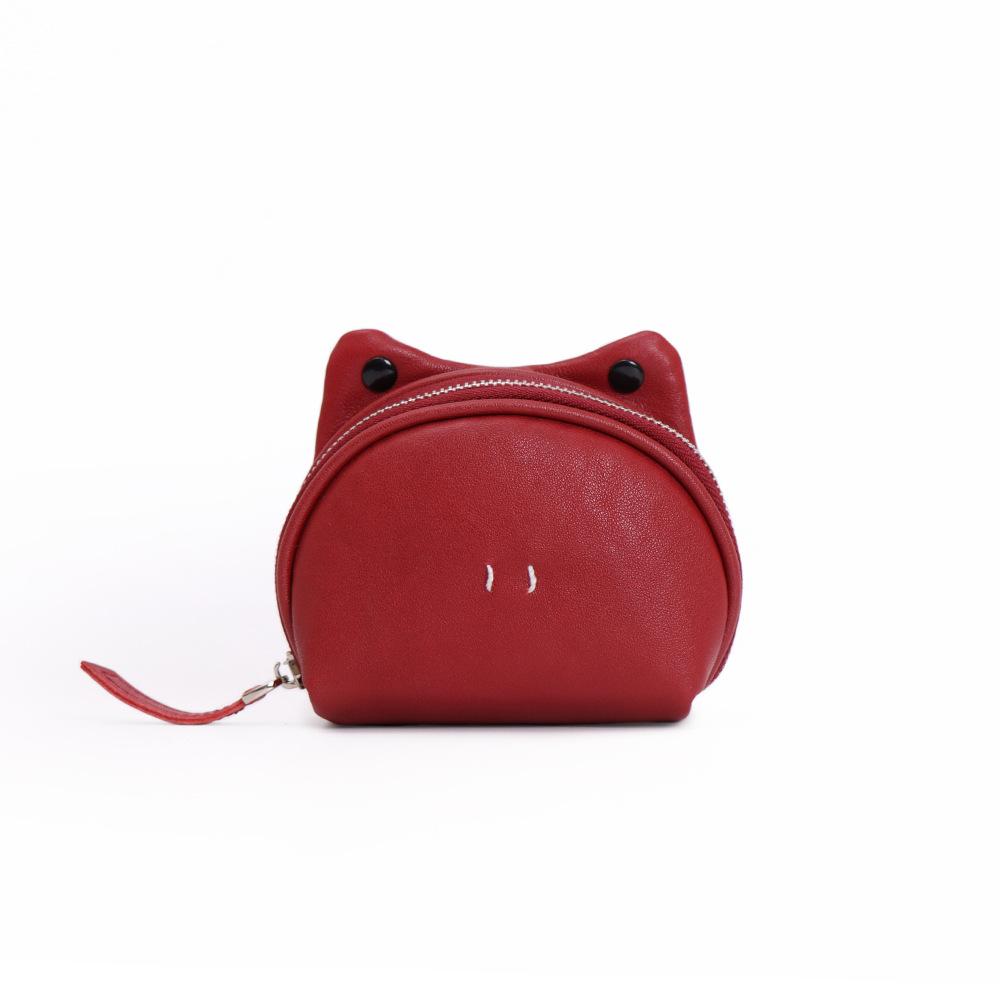New first-layer cowhide cute frog change bag portable neck coin key storage bag women's small mouth red envelope