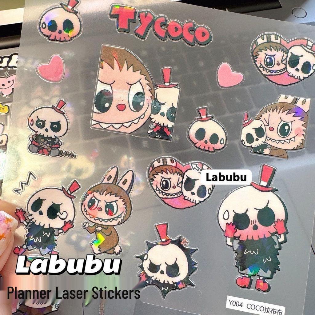 Cute 3D Labubu Cartoon Laser Jelly Stickers for DIY Water Bottles & Phones