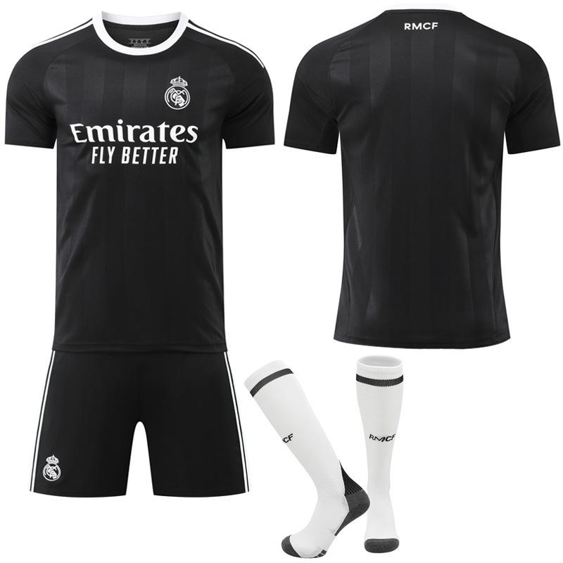 26 Real Madrid Goalkeeper Black Training No. 7 Ronaldo Jersey Vinicius 9 Mbappe No. 5 Football Jersey Suit