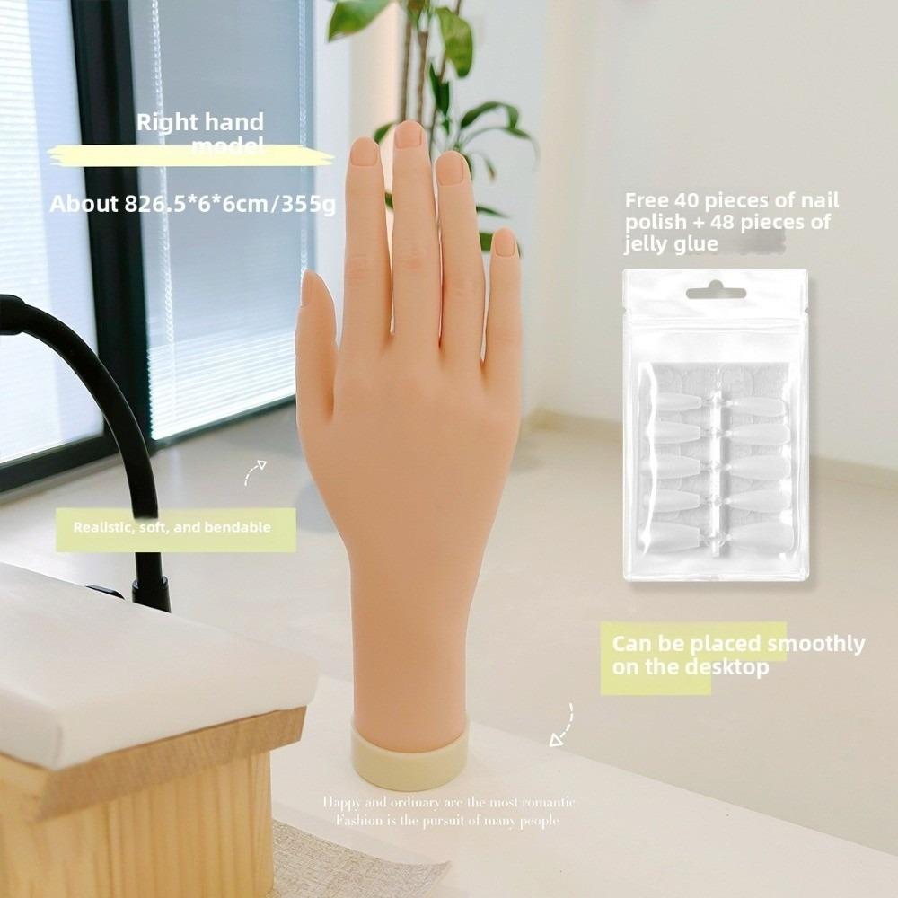 Novice Bendable Nail Simulation Practice Hand Silicone Nails Art Training Fake Hands Nail Plate Display Rack Soft