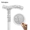 Silver Roaring Bear Head Flower Totem Relief Walking Cane Fashion Walking Stick Gentleman Crosier Knob Walking Stick 93cm