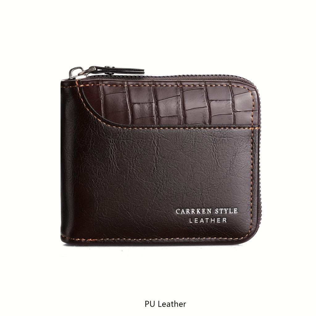 Crocodile Pattern Trifold Wallet - Men's Multifunctional Large Capacity Purse with Zipper Closure Perfect for Business & Outfits