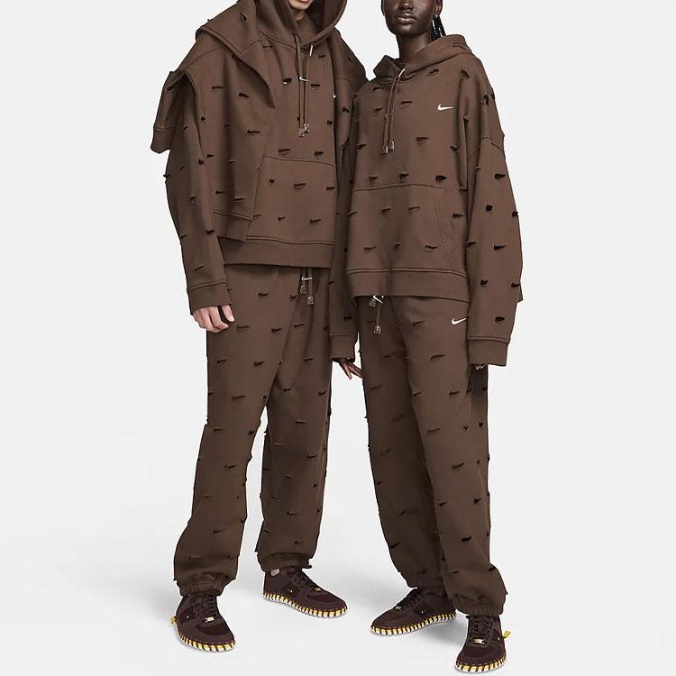 Nike Совместные бренды X Jacquemus SS24, однотонные вязаные джоггеры на толстой флисовой подкладке с завязками, штаны унисекс цвета какао FJ3269-259