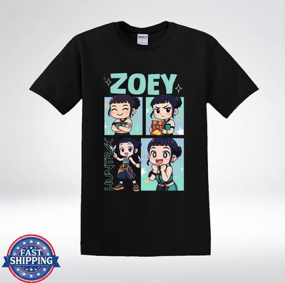 Zoey Chibi Anime Girl Cute Expressions HUNTRIX Style Graphic T-Shirt