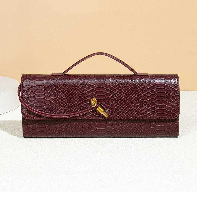 Premium Clutch Bag Horizontal Trendy Dinner Bag Crocodile Pattern Retro Shoulder Oblique Span Baguette Women'S Bag