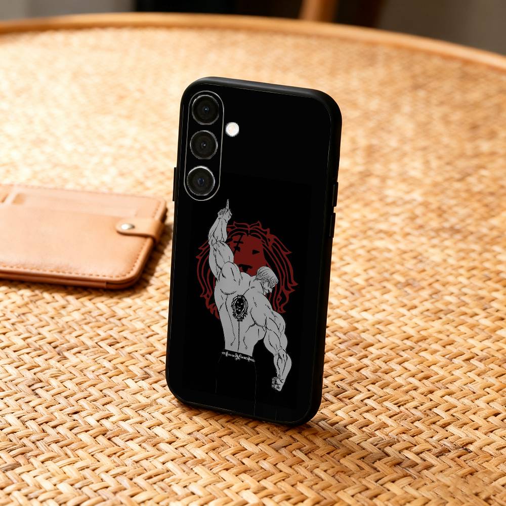 E-Escanor S-Sun Cartoon Phone Case For Samsung  A73,72,71,A52,51,40,41,A22,A32,31,A13, Soft Black Shell